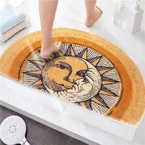 Sun Moon Half Circle Rug Non Slip Shaggy Bathroom Bedroom Mat 32x20 Carpet
